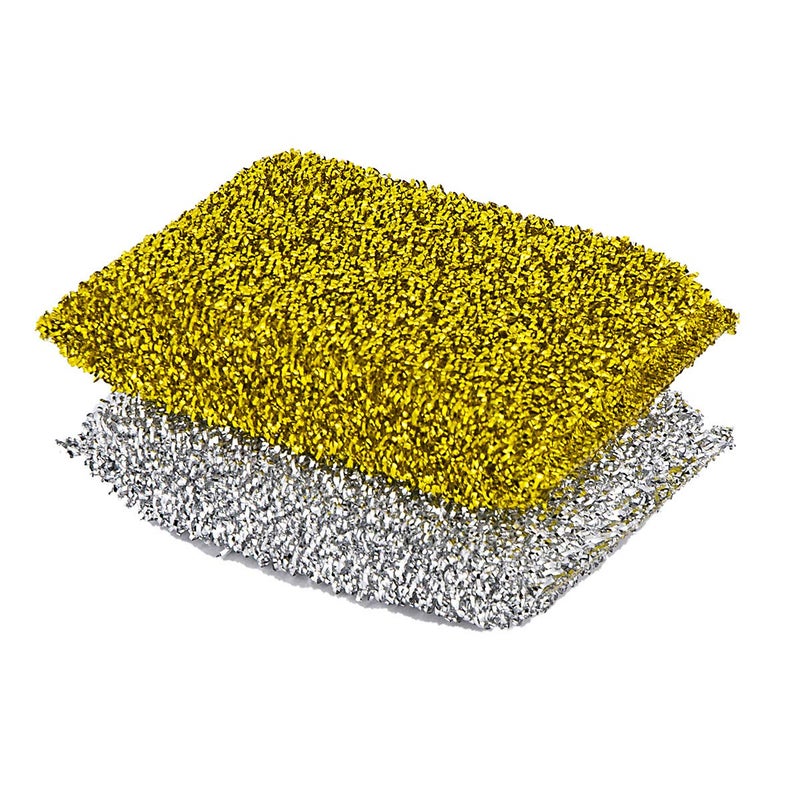 Pine Sol Pine-Sol Non-Scratch Scouring Pads â€“ Pack of 2, Metallic Household Cleaning Scrubbers, Safe with Nonstick Cookware - Image 1